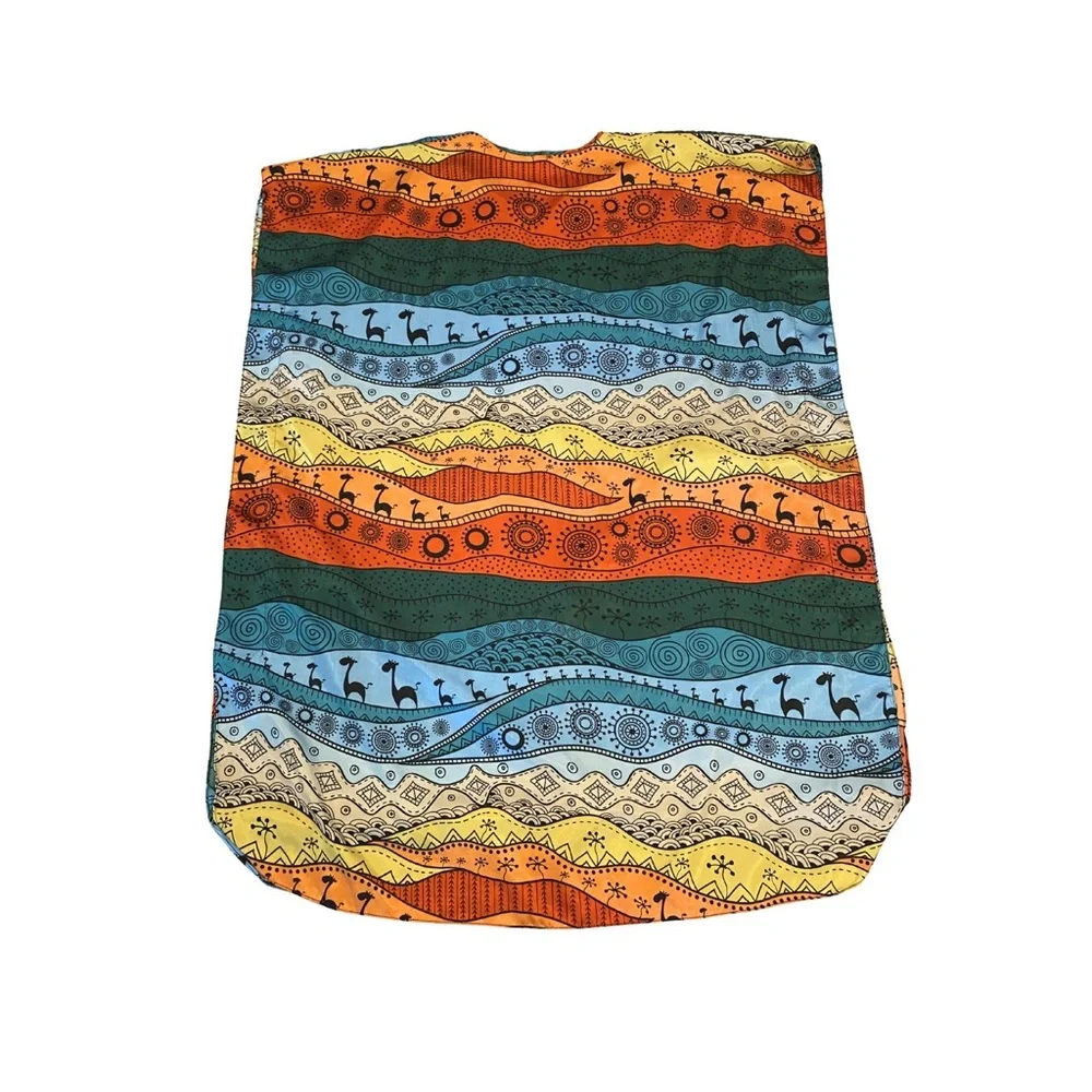 Vintage Winlar Kaftan Maxi Dress One Size Fits Most V-Neck Colorful Geometric - Picture 9 of 10